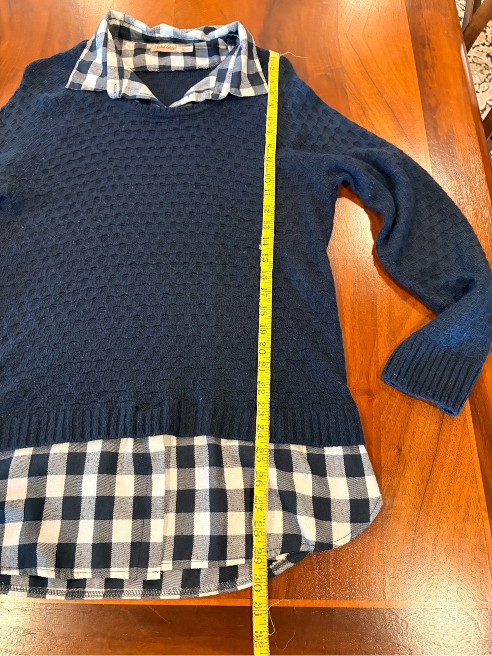 Classic Navy Cable Knit Women's Sweater, size L - Picture 7 of 8
